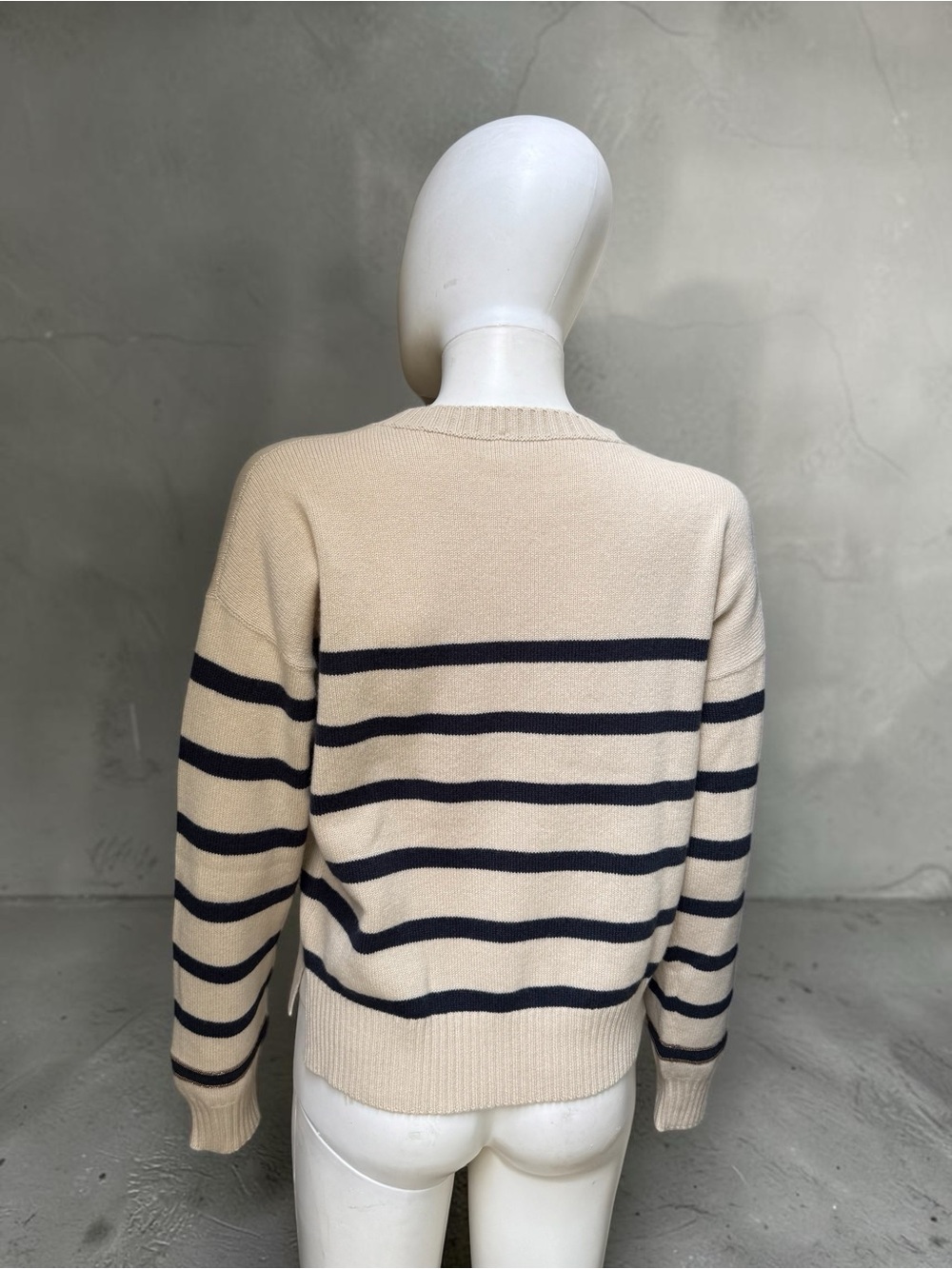 Brunello Cucinelli Beige striped cashmere sweater with monil chain - Picture 7 of 8